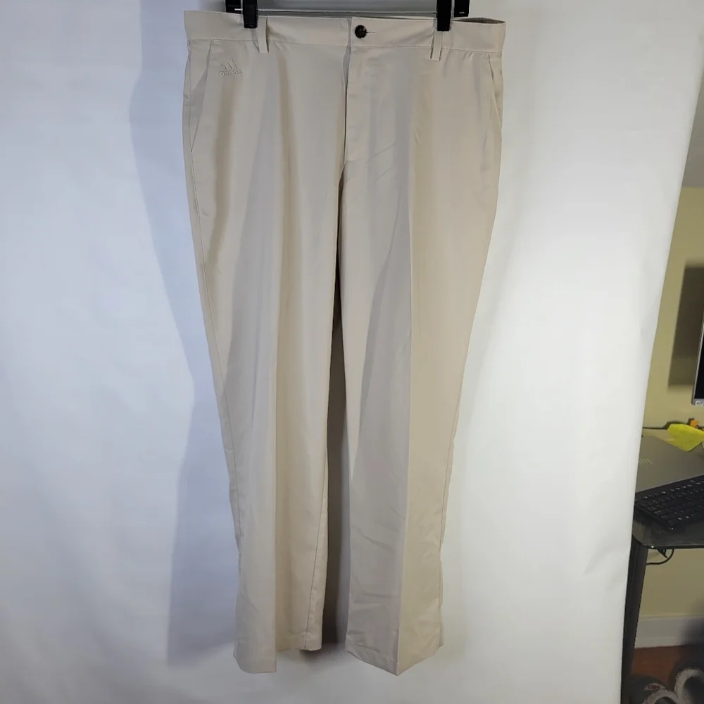 Mens Adidas Climalite Light weight Khaki Golf Pants Size 36X32 - Picture 1 of 8